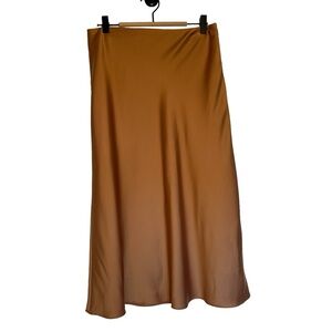 Uniqlo tan a line satin skirt.